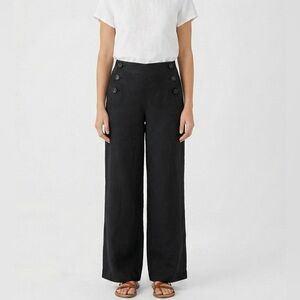 BURTON MR & MRS 100% Linen Nautical Style Charcoal Grey Wide Leg Pants US Sz L